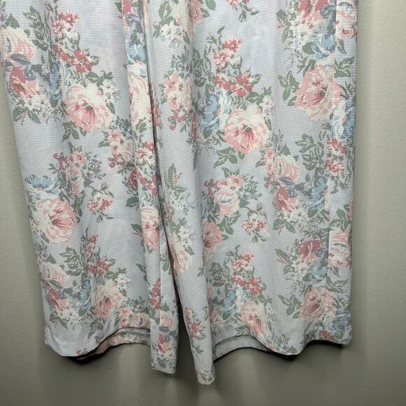 WAYF Blue Floral Wide Leg Pull On Pant Sz Small Pockets Cottage Travel Boho USA - Picture 5 of 10